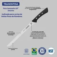 Faca Jamoneira Tramontina Solutta com Lâmina em Aço Inox e Cabo em Policarbonato e Fibra de Vidro 10"