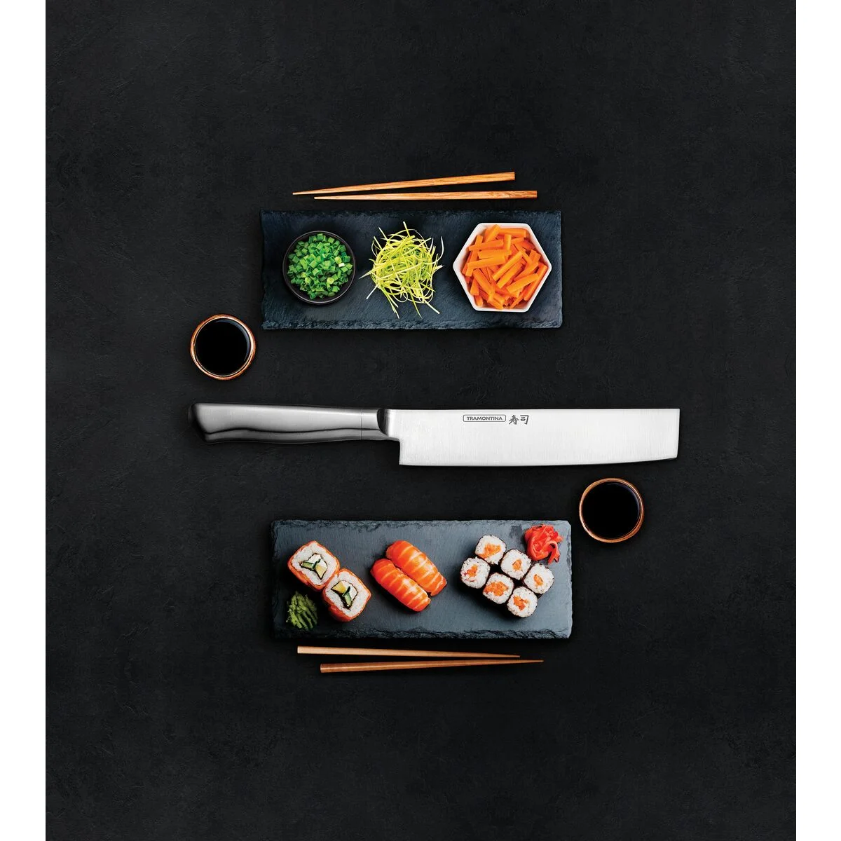 Faca Nakiri Tramontina Sushi Diamond com Lâmina e Cabo em Aço Inox 7"