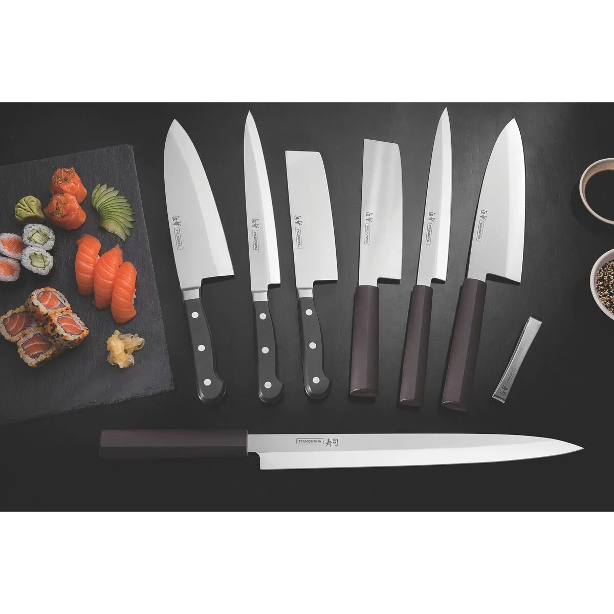 Faca Deba Tramontina Sushi Gold com Lâmina em Aço Inox e Cabo de Policarbonato com Fibra de Vidro 8"