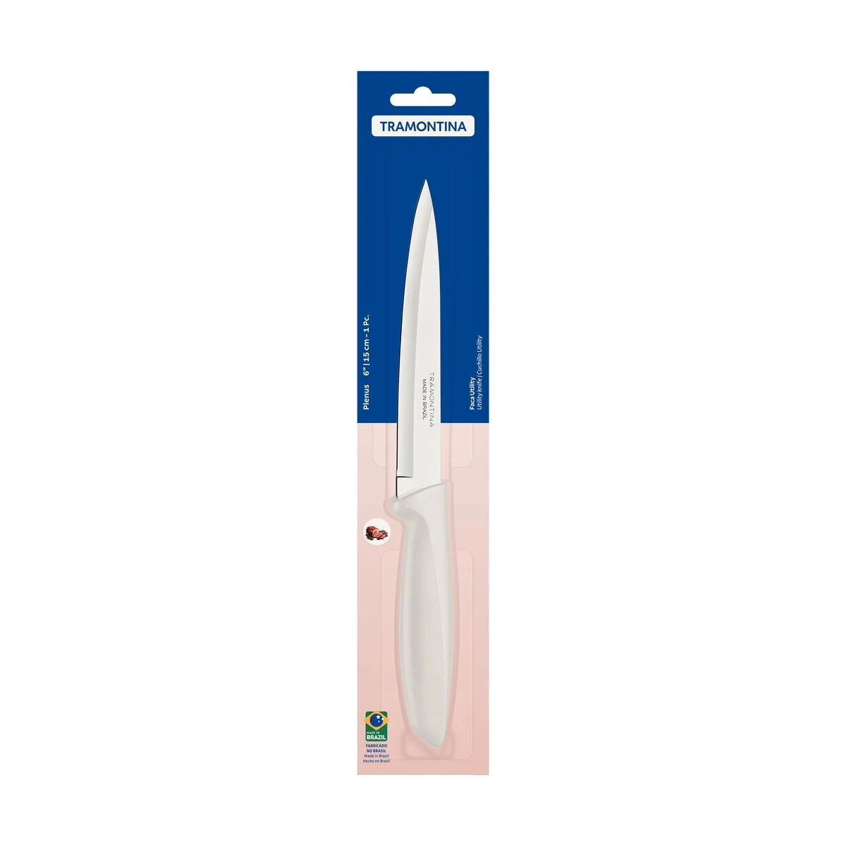 Faca Utility Tramontina Plenus com Lâmina em Aço Inox e Cabo de Polipropileno Off White 6"