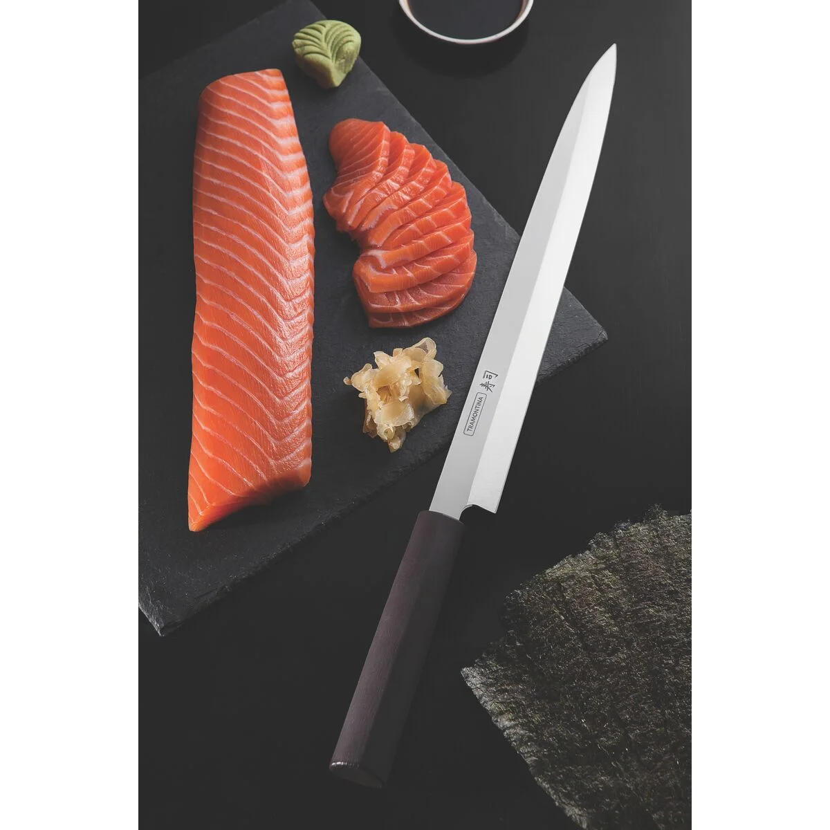 Faca Yanagiba Tramontina Sushi Silver com Lâmina em Aço Inox e Cabo de Nylon 13"