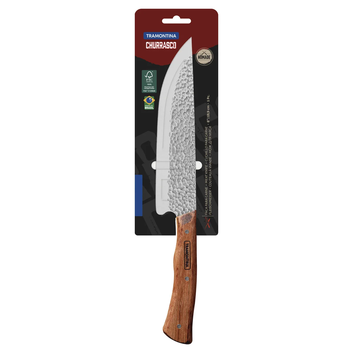Faca para Carne Tramontina Nômade com Lâmina em Aço Inox e Cabo de Madeira 8"
