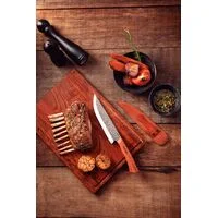 Faca para Carne Tramontina Nômade com Lâmina em Aço Inox e Cabo de Madeira com Bainha de Couro 8"
