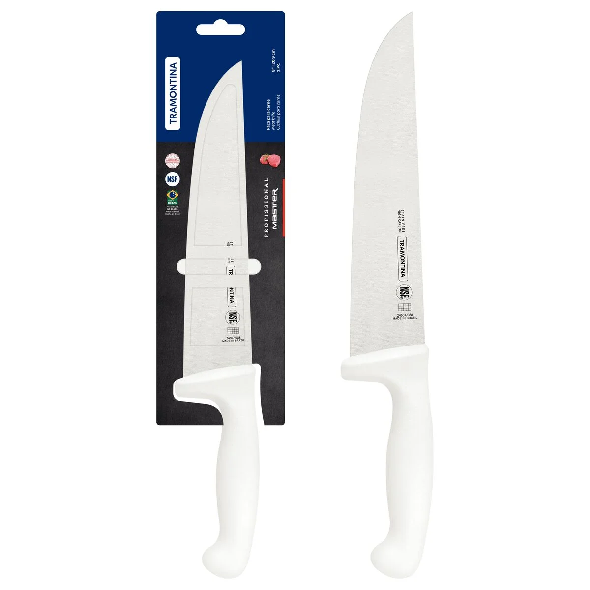 Faca para Carne Tramontina Profissional Master com Lâmina de Aço Inox e Cabo em Polipropileno Branco 8"