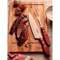 Faca para Carne Tramontina com Lâmina em Aço Inox e Cabo de Madeira Tratada Vermelho Polywood 8"