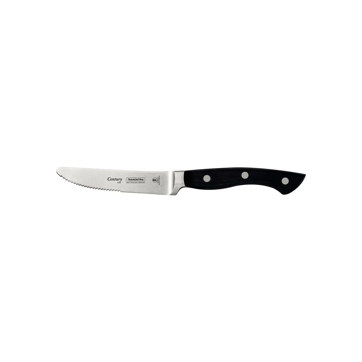Faca para Churrasco Jumbo Tramontina Century com Lâmina em Aço Inox e Cabo de Policarbonato e Fibra de Vidro Preto 5"