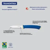 Faca para Legumes e Frutas Tramontina Felice com Lâmina em Aço Inox com Fio Microsserrilhado e Cabo de Polipropileno Azul 3"