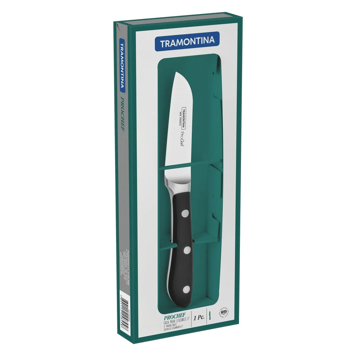 Faca para Legumes e Frutas Tramontina Prochef com Lâmina em Aço Inox e Cabo de Policarbonato com Fibra de Vidro 3"