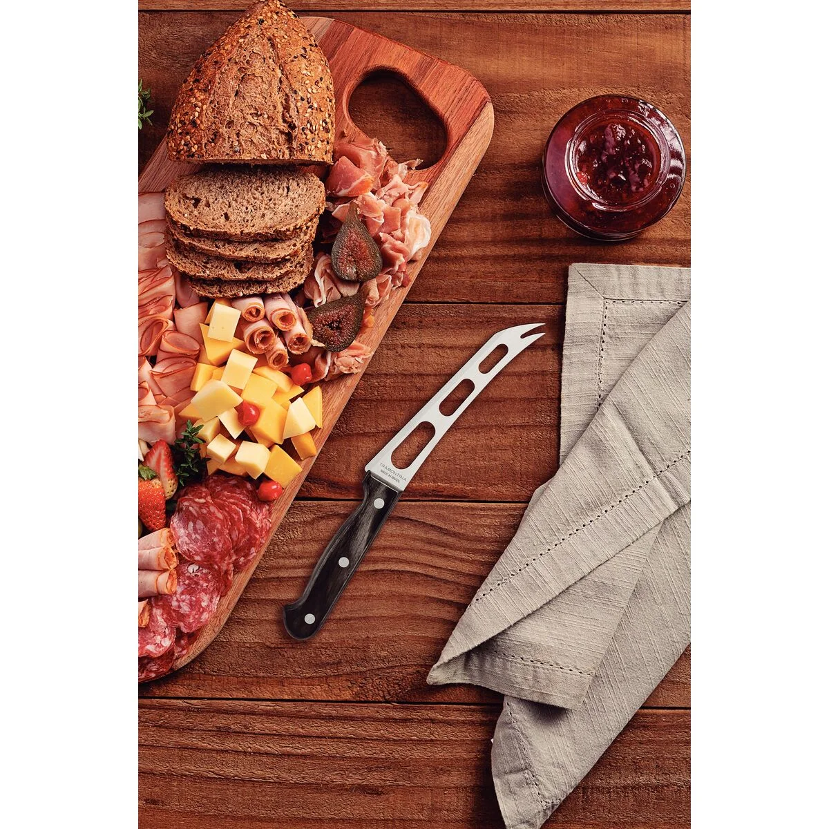 Faca para Queijo Tramontina Polywood com Lâmina em Aço Inox e Cabo de Madeira Tratada Castanho 6"