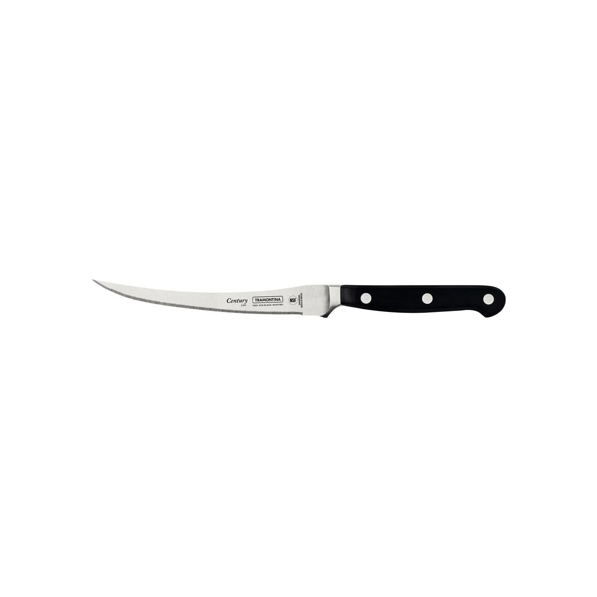 Faca para Tomate Tramontina Century com Lâmina em Aço Inox e Cabo de Policarbonato com Fibra de Vidro Preto 5"