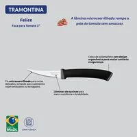 Faca para Tomate Tramontina Felice com Lâmina em Aço Inox e Cabo de Polipropileno Preto 3"