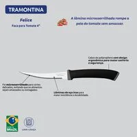Faca para Tomate Tramontina Felice com Lâmina em Aço Inox e Cabo de Polipropileno Preto 4"
