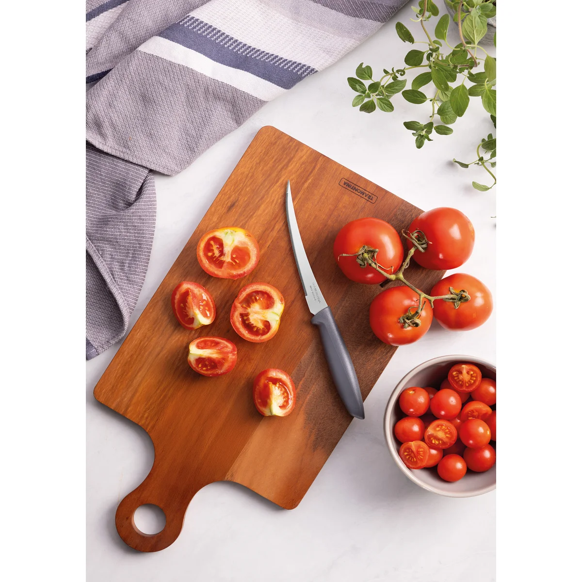 Faca para Tomate Tramontina Plenus com Lâmina em Aço Inox e Cabo de Polipropileno Cinza 5"