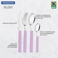 Faqueiro Tramontina Bliss com Lâminas em Aço Inox e Cabos de Polipropileno Lavanda 16 Peças