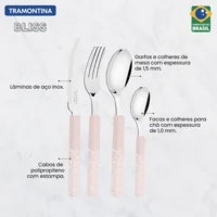 Faqueiro Tramontina Bliss com Lâminas em Aço Inox e Cabos de Polipropileno Linho 16 Peças