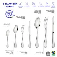 Faqueiro Tramontina Firenze em Aço Inox com Facas de Mesa Forjadas Acabamento Brilho e Estojo de Madeira 42 Peças