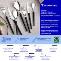 Faqueiro Tramontina Obelline com Lâminas em Aço Inox e Cabos de Polipropileno Preto 42 Peças