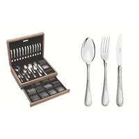 Faqueiro Tramontina Renascença em Aço Inox com Facas de Mesa Acabamento Brilho e Fosco 130 Peças