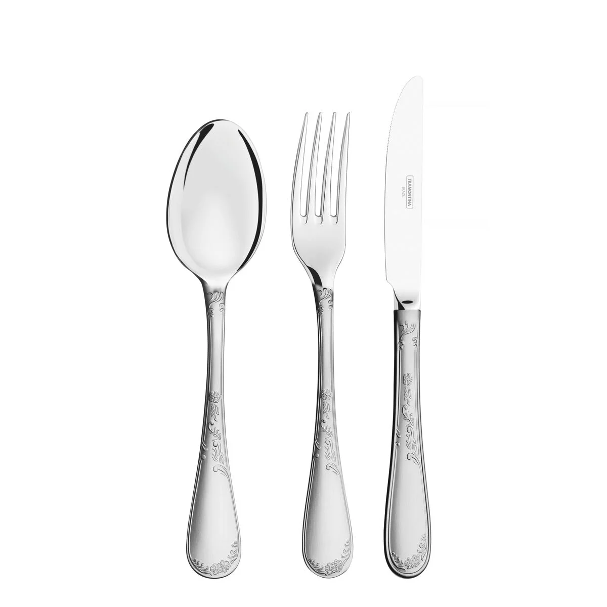 Faqueiro Tramontina Renascença em Aço Inox com Facas de Mesa Acabamento Brilho e Fosco 24 Peças