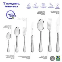 Faqueiro Tramontina Renascença em Aço Inox com Facas de Mesa Acabamento Brilho e Fosco 130 Peças