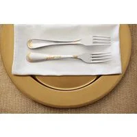 Faqueiro Tramontina Renascença em Aço Inox com Facas de Mesa Detalhes em Ouro Acabamento Brilho e Fosco Estojo de Madeira 130 Peças