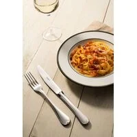 Faqueiro Tramontina Vicenza em Aço Inox com Facas de Mesa Forjadas Acabamento Alto Brilho com Detalhes no Cabo e Estojo de Madeira 42 Peças