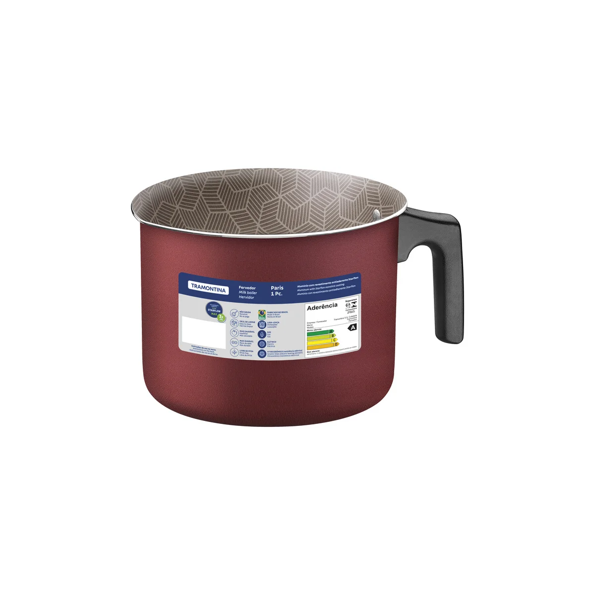 Fervedor Tramontina Paris em Alumínio com Revestimento Interno e Externo em Antiaderente Starflon Max Vermelho 16 cm 2,7 L