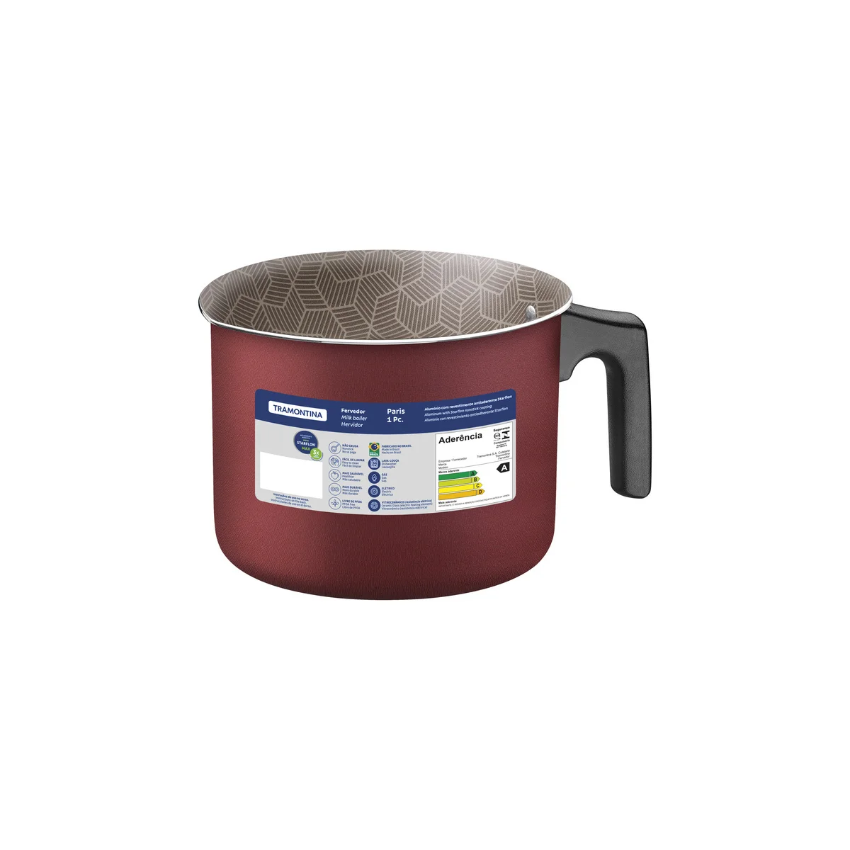 Fervedor Tramontina Paris em Alumínio com Revestimento Interno e Externo em Antiaderente Starflon Max Vermelho 14 cm 1,9 L