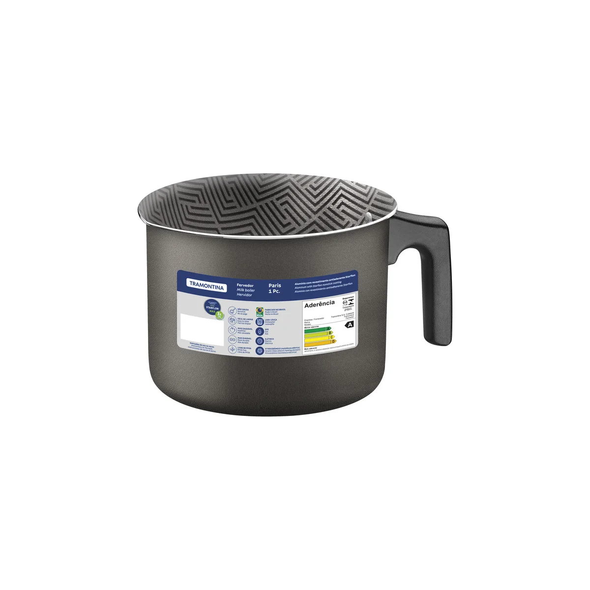 Fervedor Tramontina Paris em Alumínio com Revestimento Interno e Externo em Antiaderente Starflon Max Chumbo 14 cm 1,9 L