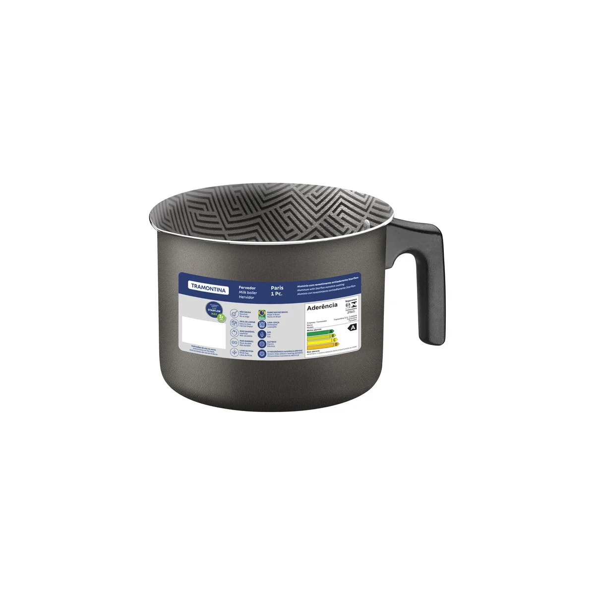 Fervedor Tramontina Paris em Alumínio com Revestimento Interno e Externo em Antiaderente Starflon Max Chumbo 12 cm 1,2 L