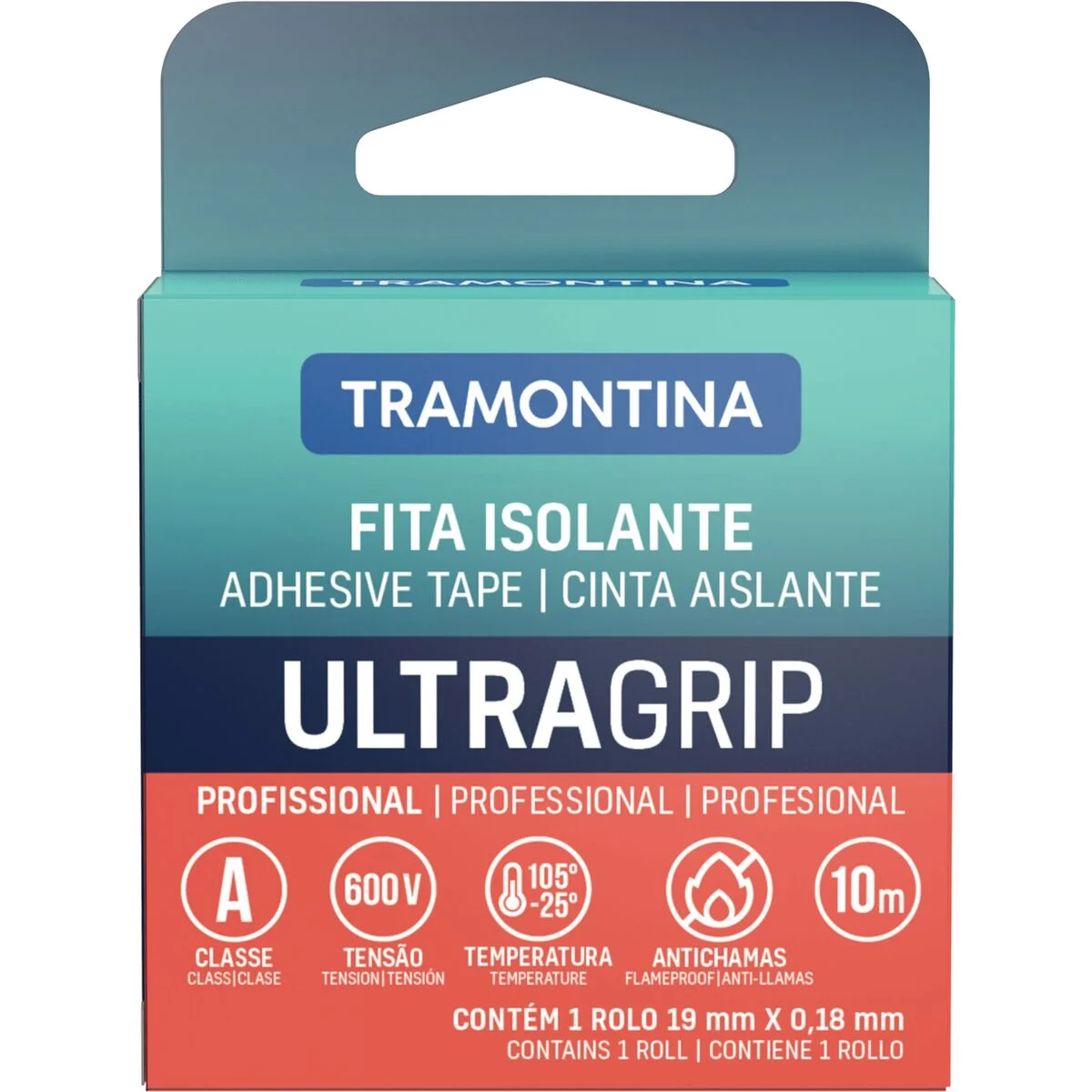 Fita Isolante Classe A 0,18x19 mm Tramontina Preta 10 m