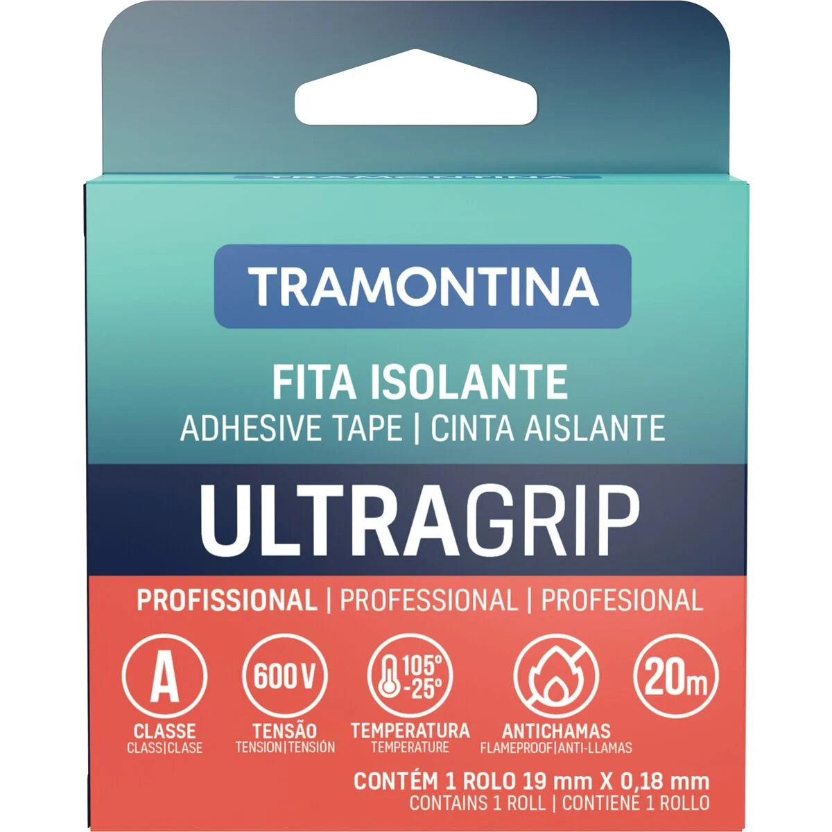 Fita Isolante Classe A 0,18x19 mm Tramontina Preta 20 m