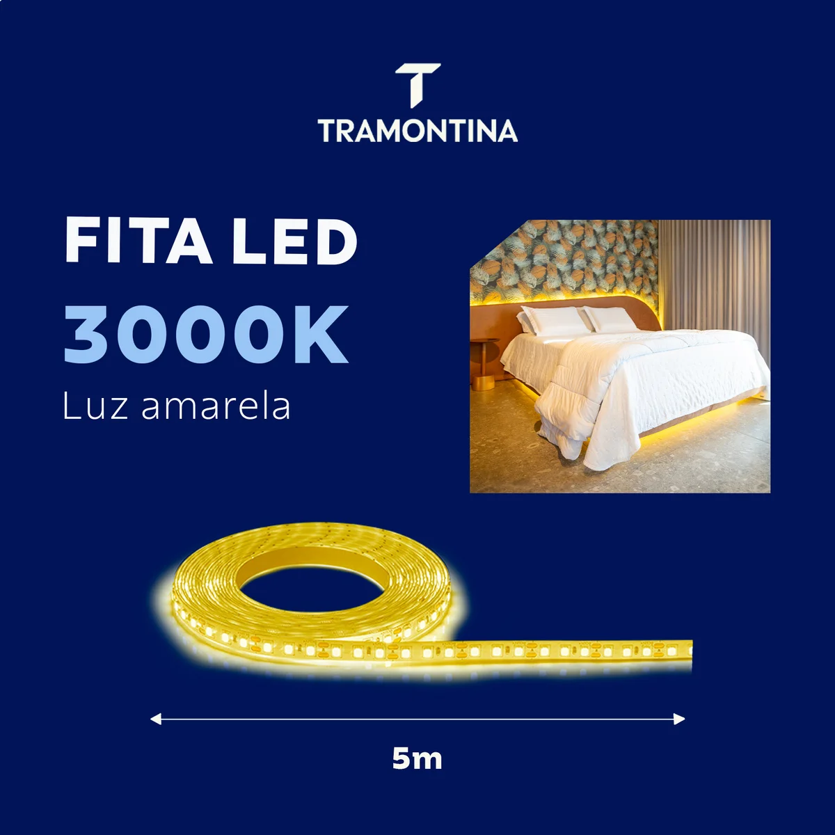 Fita LED SMD Tramontina 8 W 12 V 6500 K Luz Branca 5 m