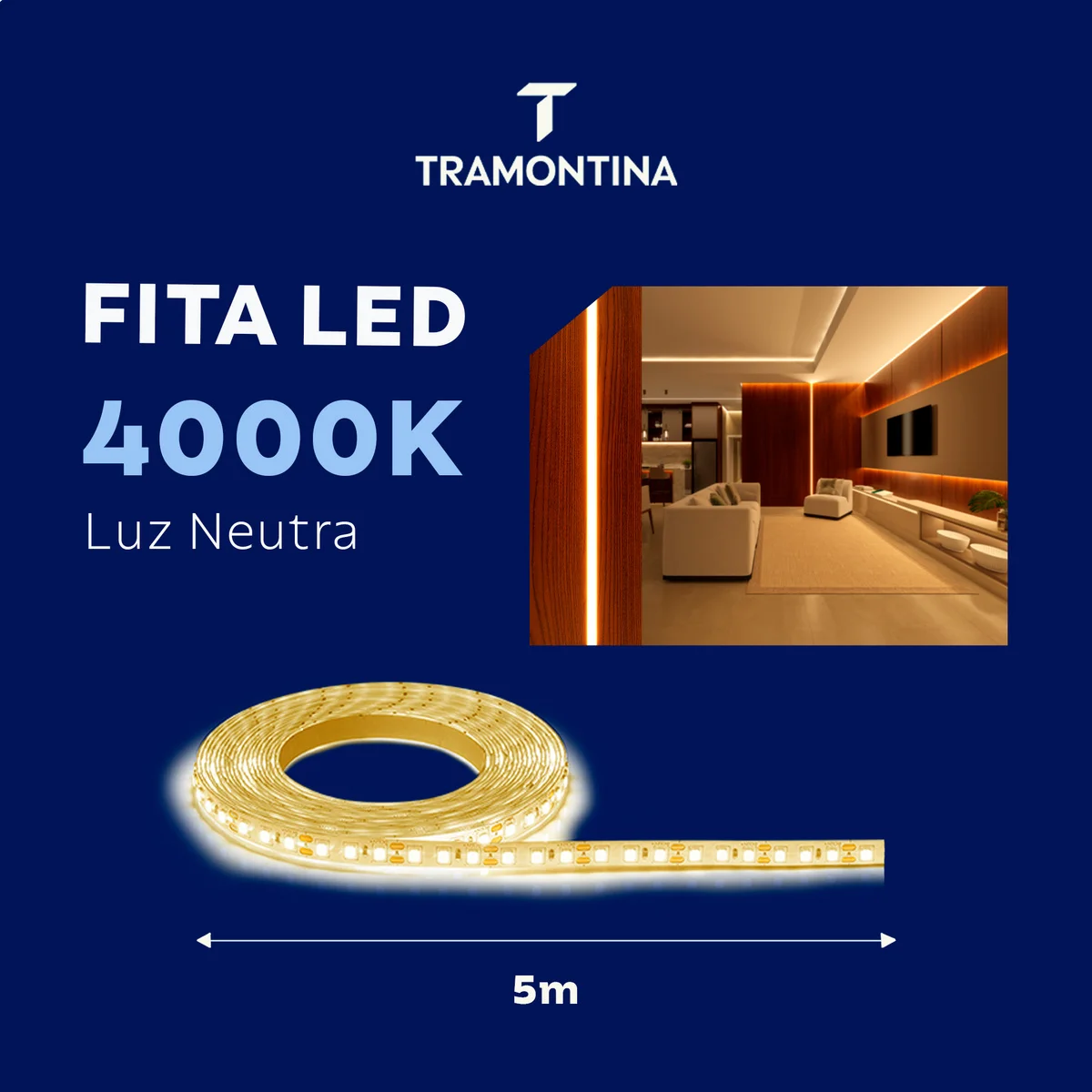 Fita LED SMD Tramontina 8 W 12 V 6500 K Luz Branca 5 m