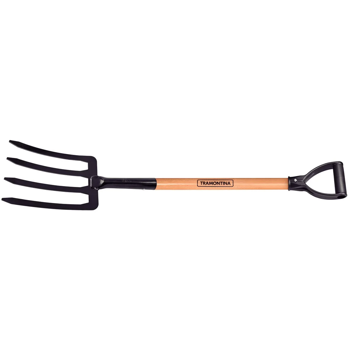 Forcado Metálico para Terra Tramontina 4 Dentes com Cabo de Madeira 71 cm