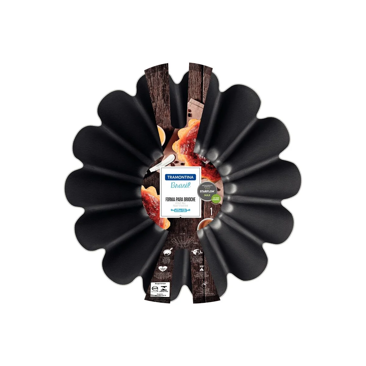 Forma para Brioche Tramontina Brasil em Alumínio com Revestimento Interno e Externo Antiaderente Starflon Max Grafite 22 cm 1,3 L