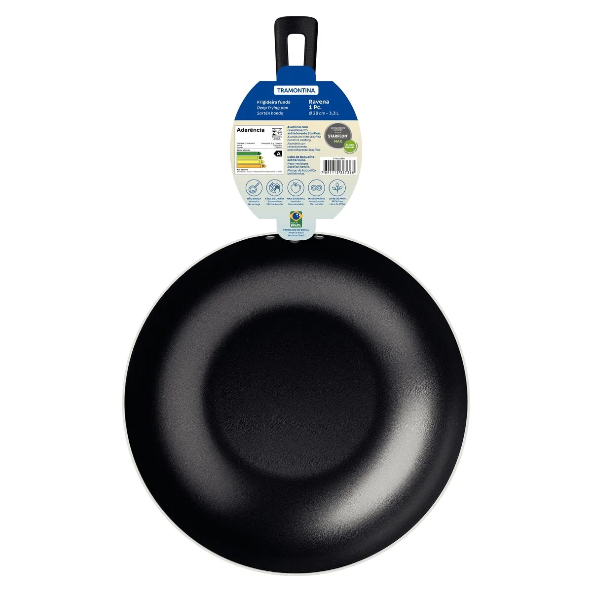 Frigideira Funda Tramontina Ravena em Alumínio com Revestimento Interno Antiaderente Starflon Max 28 cm 3,3 L