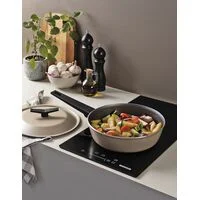Frigideira Funda Tramontina Spezia Induction em Alumínio com Revestimento Interno e Externo em Antiaderente Starflon Excellent Areia com Tampa 24 cm