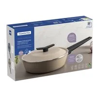 Frigideira Funda Tramontina Spezia Induction em Alumínio com Revestimento Interno e Externo em Antiaderente Starflon Excellent Areia com Tampa 24 cm