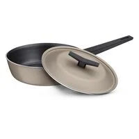 Frigideira Funda Tramontina Spezia Induction em Alumínio com Revestimento Interno e Externo em Antiaderente Starflon Excellent Areia com Tampa 24 cm
