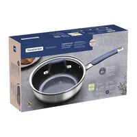 Frigideira Funda com Tampa Tramontina Romagna em Aço Inox e Alumínio com Revestimento Interno Cerâmico Black Stone 24 cm 3,1 L