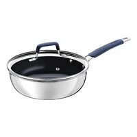 Frigideira Funda com Tampa Tramontina Romagna em Aço Inox e Alumínio com Revestimento Interno Cerâmico Black Stone 24 cm 3,1 L
