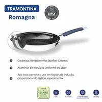 Frigideira Funda com Tampa Tramontina Romagna em Aço Inox e Alumínio com Revestimento Interno Cerâmico Black Stone 24 cm 3,1 L