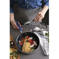Frigideira Funda com Tampa Tramontina Romagna em Aço Inox e Alumínio com Revestimento Interno Cerâmico Black Stone 24 cm 3,1 L