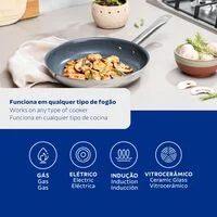 Frigideira Rasa Tramontina Professional em Aço Inox com Fundo Triplo e Revestimento Interno Cerâmico Grafite 30 cm 2,9 L