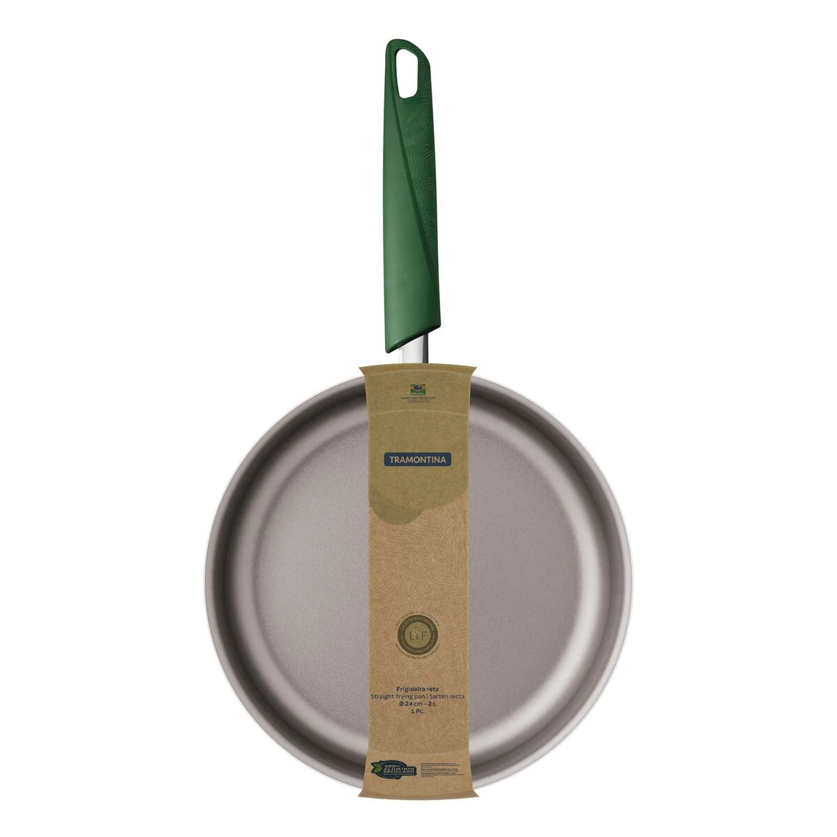 Frigideira Reta Tramontina Lyf em Alumínio com Revestimento Interno e Externo em Antiaderente Starflon Max Verde 24 cm