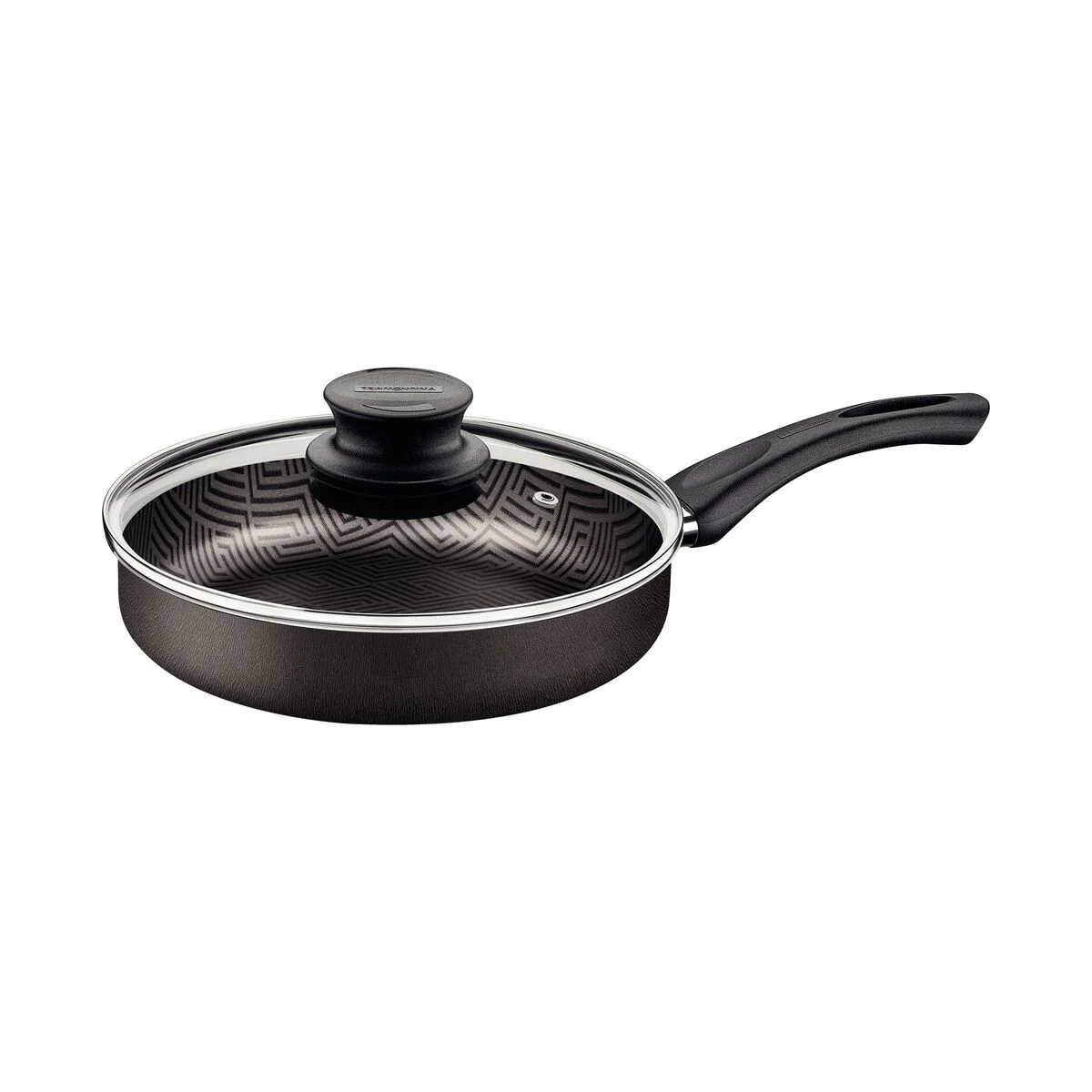 Frigideira Reta Tramontina Paris em Alumínio com Revestimento Interno e Externo em Antiaderente Starflon Max Chumbo com Tampa de Vidro 22 cm 1,7 L