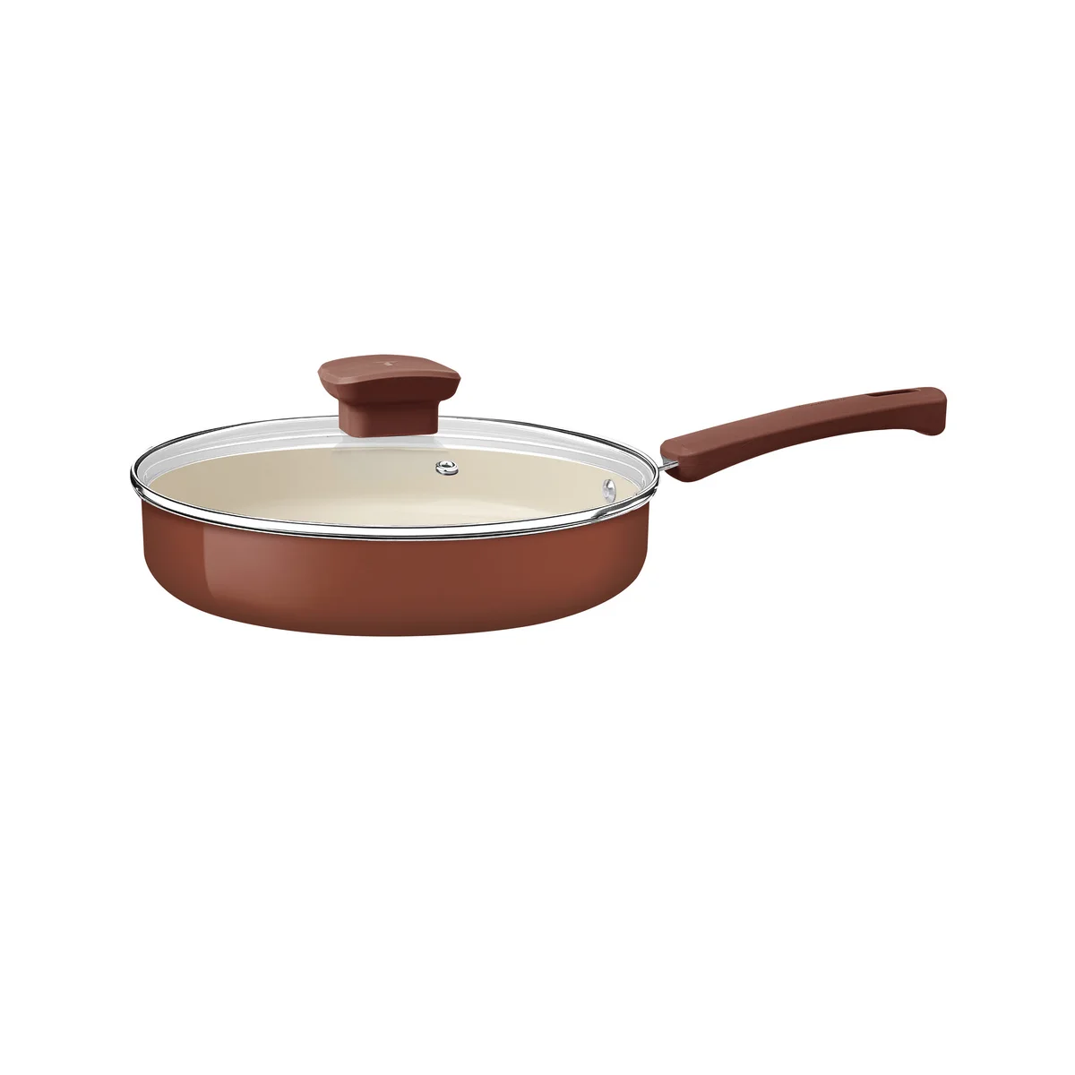 Frigideira Reta com Tampa Tramontina Veronese em Alumínio Reciclado com Revestimento Interno Cerâmico e Externo Siliconado Argila 22 cm 1,7 L