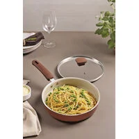 Frigideira Reta com Tampa Tramontina Veronese em Alumínio Reciclado com Revestimento Interno Cerâmico e Externo Siliconado Argila 22 cm 1,7 L