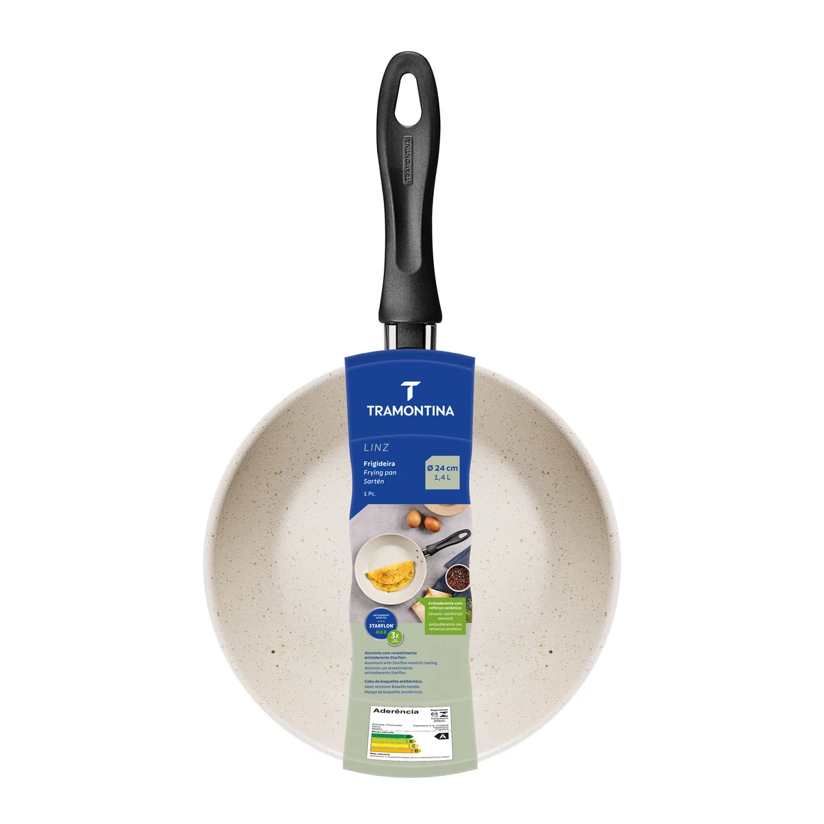 Frigideira Tramontina Linz em Alumínio com Revestimento Interno e Externo Antiaderente Starflon Max 24 cm 1,4 L Bege